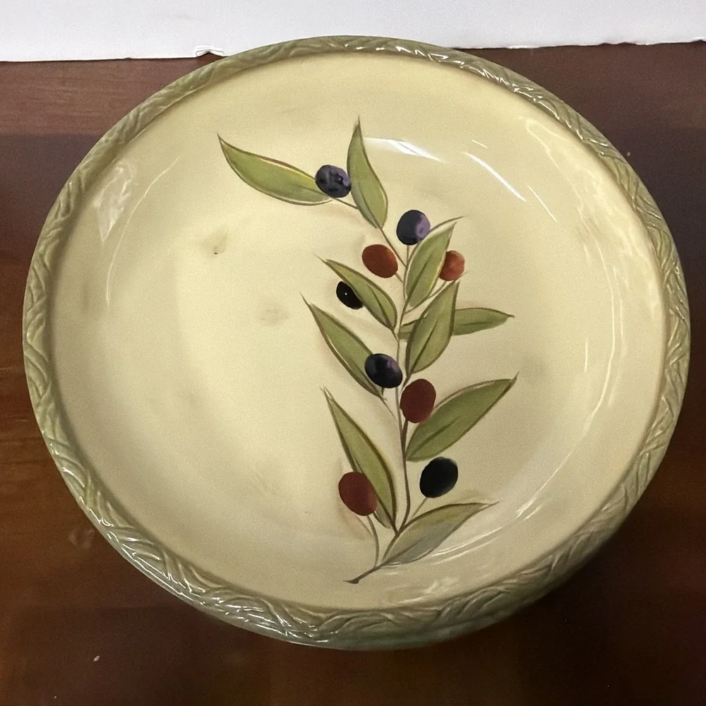 Clay Art Antique Olive Pasta Bowl Set Of 2 - Picture 2 of 10